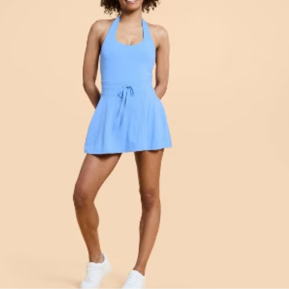 NWT BLOGILATES Women’s Game Set Match Halter Active  Dress.    Blue S - Picture 2 of 13